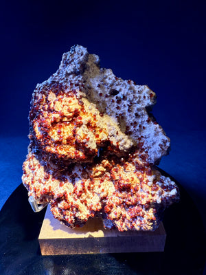 Spessartine Garnet specimen with sparkling reddish-orange crystals on matrix, Fujian, China.