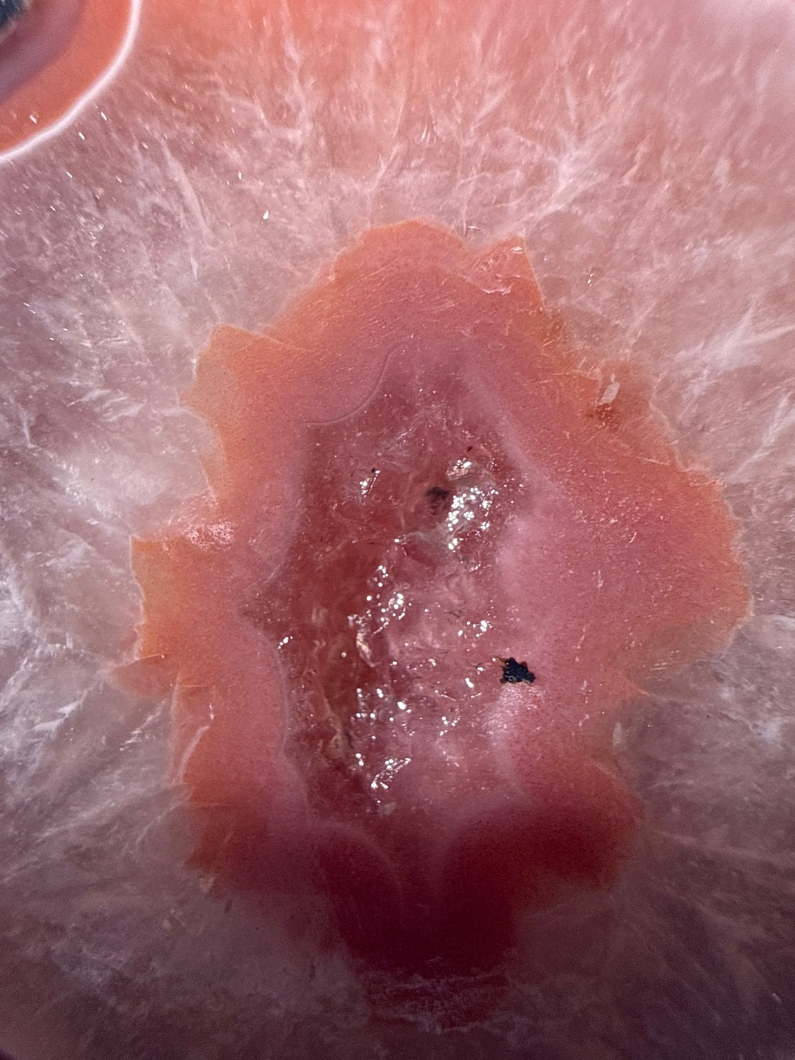 Zhanguo Agate specimen from Xuanhua, Zhangjiakou — rose pink and white banded agate, waxy vitreous luster, translucent (4.6×4.4×4.0 cm), additional angle view — ZHA-0035