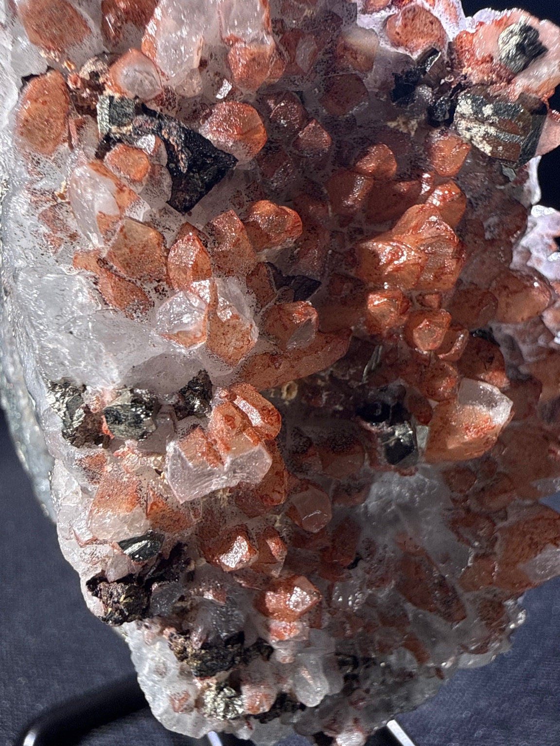 Hematite Quartz with Pyrite and Chalcopyrite specimen from huya, jiangxi — red to reddish-brown, vitreous to metallic luster, transparent to opaque (7.3×5×5.5 cm), additional angle view — HEM-0025