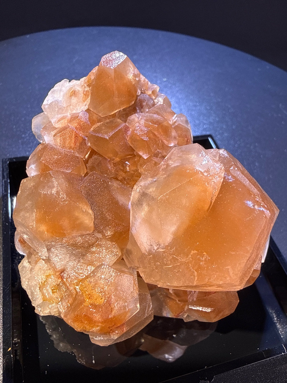 Calcite specimen from Daye, Hubei — orange, vitreous luster, translucent (5.2×6.8×4.1 cm), additional angle view — CAL-0039