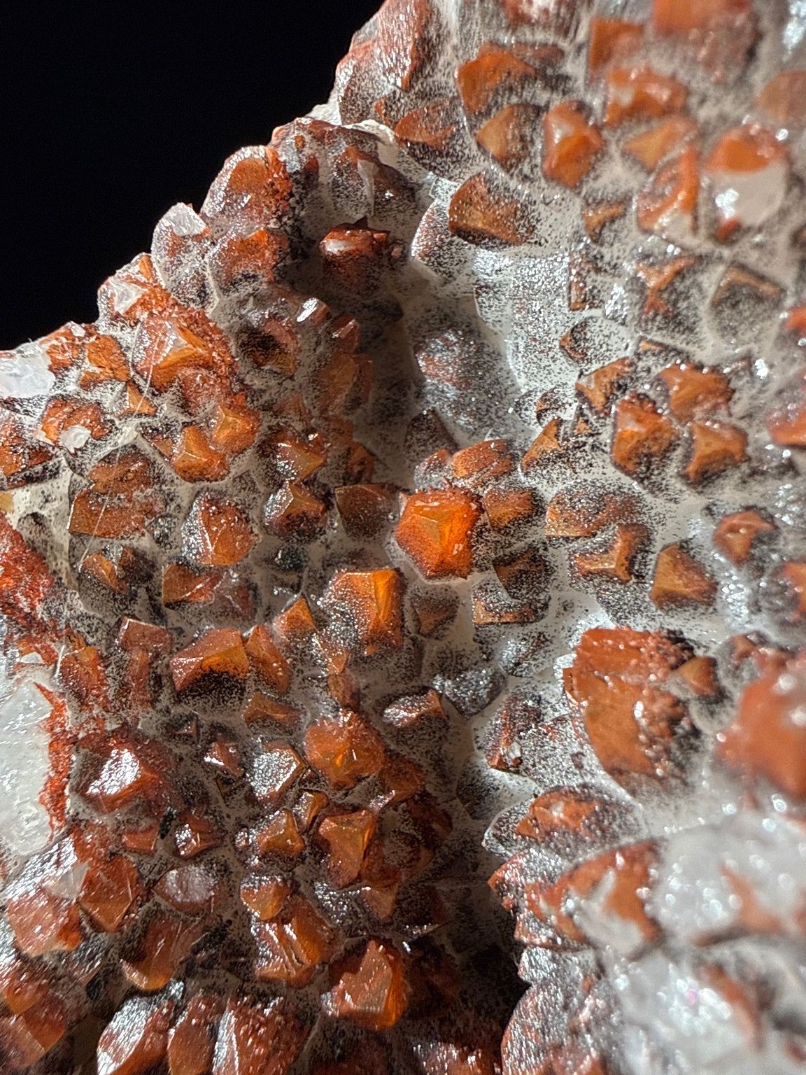 Hematite Quartz with Pyrite and Chalcopyrite specimen from huya, jiangxi — deep red-orange hematite quartz with metallic pyrite accent, vitreous (quartz), metallic (pyrite) luster, translucent to transparent (quartz), opaque (pyrite) (4.4×5..1×11 cm), close-up detail of crystal structure — HEM-0031