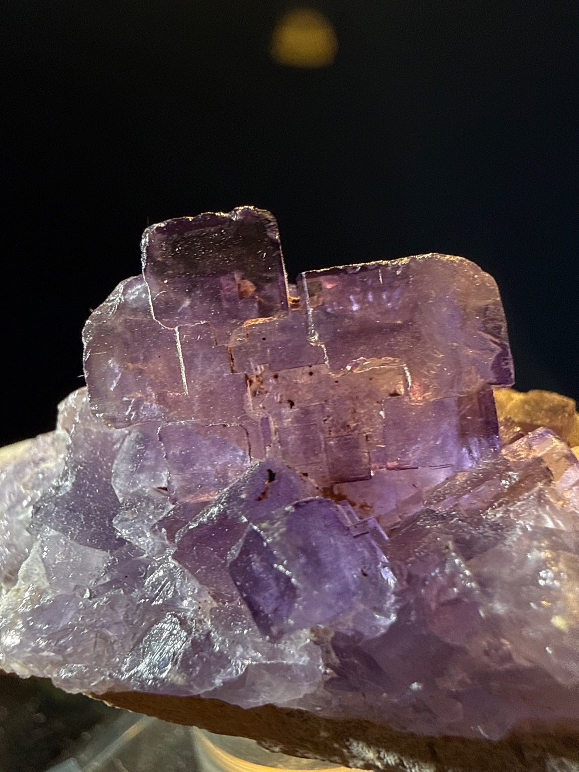 Fluorite with Dolomite specimen from Xinjiang Uyghur — purple, vitreous luster, transparent (5×3×3 cm), additional angle view — FLU-0019