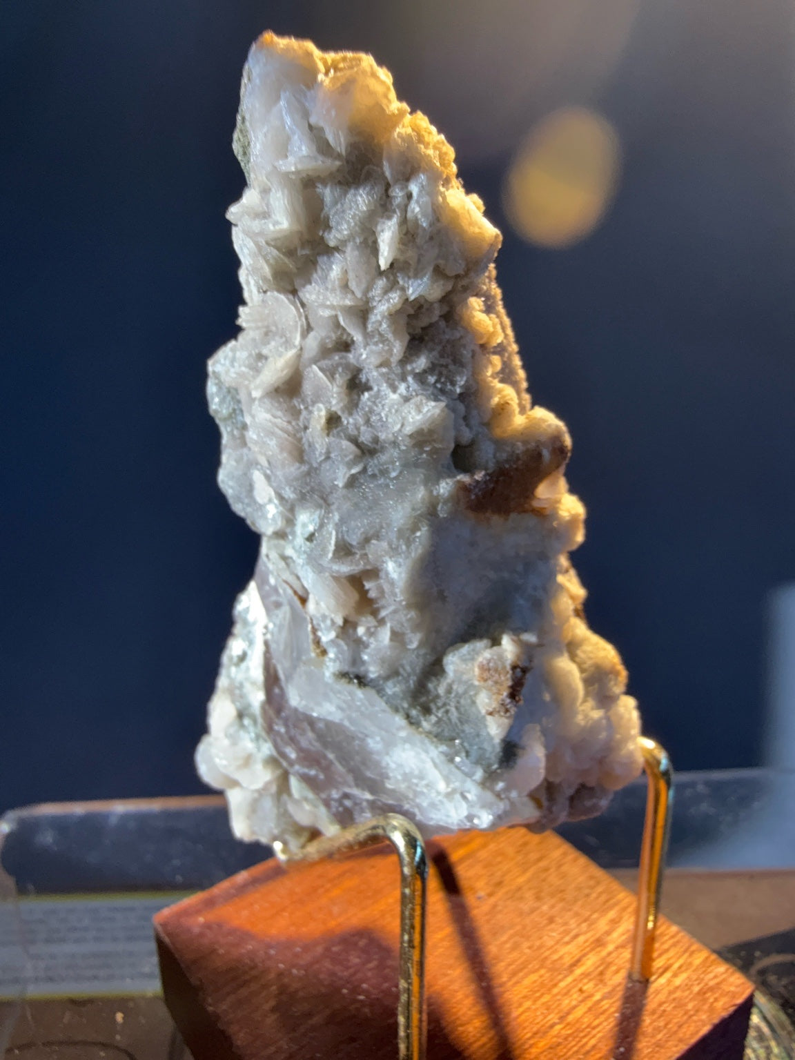Quartz  with Calcite specimen from Huanggangliang zone5, Inner Mongolia — colorless to white, vitreous luster, transparent to translucent (4×5×10 cm), additional angle view — QUA-0016