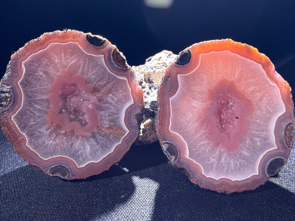 Zhanguo Agate specimen from Xuanhua, Zhangjiakou — rose pink and white banded agate, waxy vitreous luster, translucent (4.6×4.4×4.0 cm) — ZHA-0035