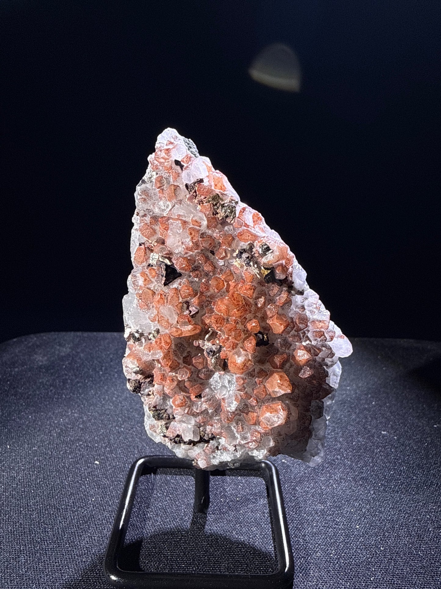 Hematite Quartz with Pyrite and Chalcopyrite specimen from huya, jiangxi — red to reddish-brown, vitreous to metallic luster, transparent to opaque (7.3×5×5.5 cm) — HEM-0025