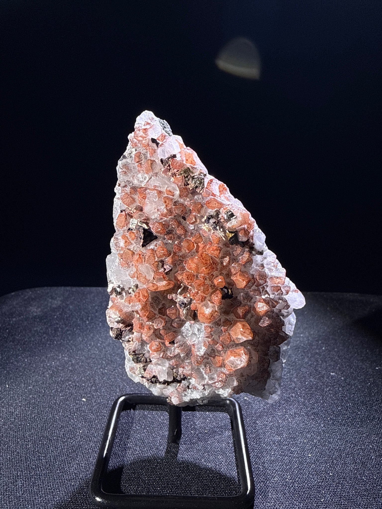 Hematite Quartz with Pyrite and Chalcopyrite specimen from huya, jiangxi — red to reddish-brown, vitreous to metallic luster, transparent to opaque (7.3×5×5.5 cm) — HEM-0025