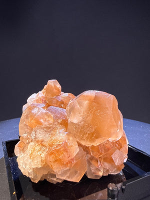 Calcite specimen from Daye, Hubei — orange, vitreous luster, translucent (5.2×6.8×4.1 cm) — CAL-0039