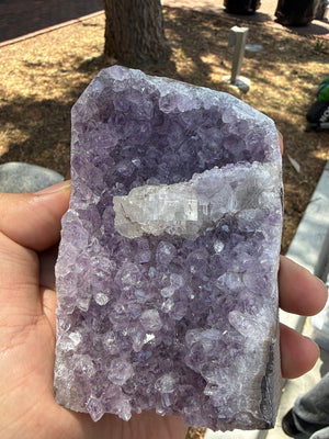 Amethyst with Calcite specimen from Brazil  — violet to deep purple, vitreous luster, transparent to translucent (5×3×5 cm) — AME-0055