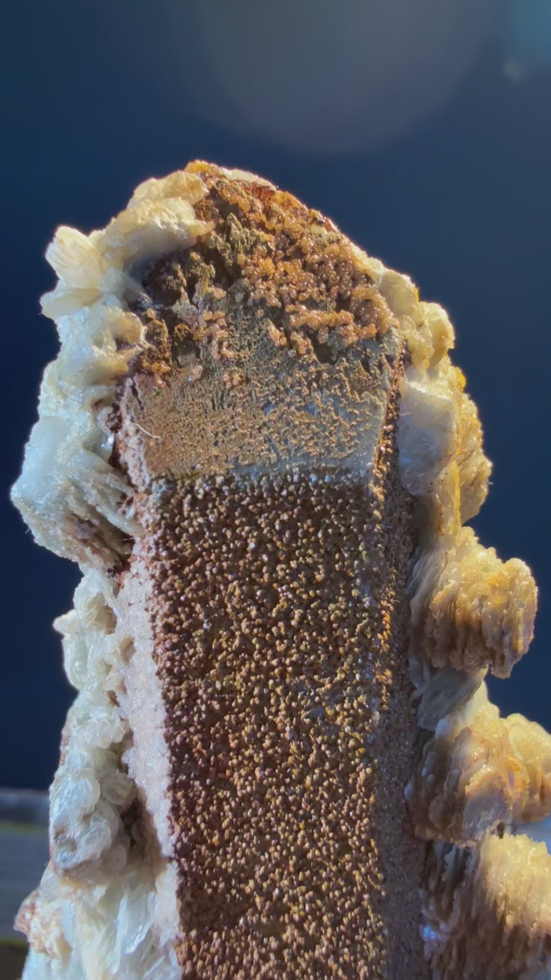 Quartz  with Calcite specimen from Huanggangliang zone5, Inner Mongolia — colorless to white, vitreous luster, transparent to translucent (4×5×10 cm), 360° rotation video — QUA-0016