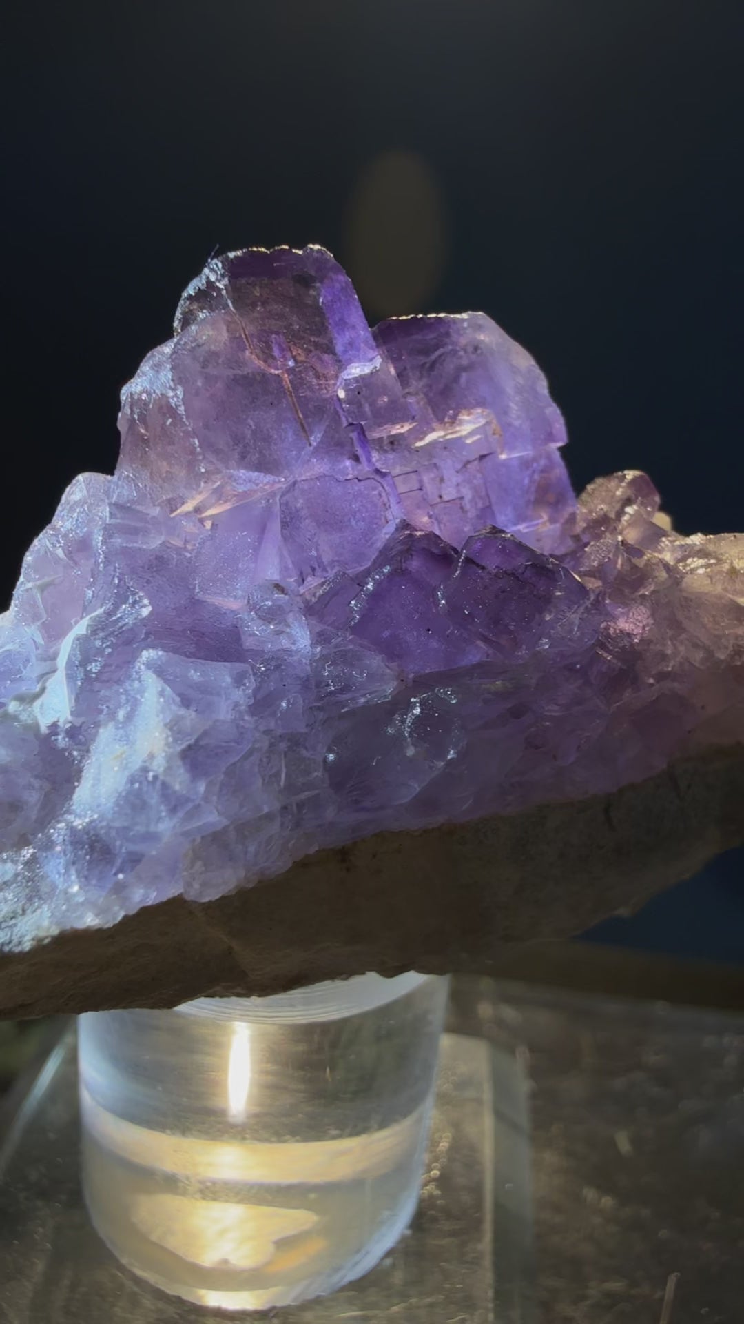 Fluorite with Dolomite specimen from Xinjiang Uyghur — purple, vitreous luster, transparent (5×3×3 cm), 360° rotation video — FLU-0019
