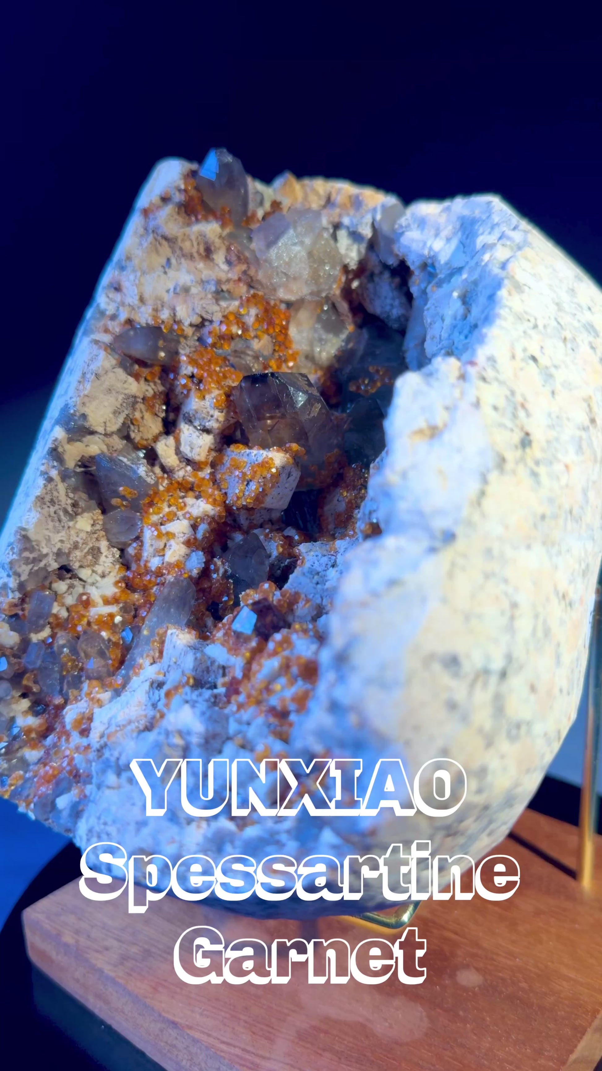 Natural Spessartine Garnet crystals with Quartz on matrix, orange-red garnet cluster mineral specimen from China