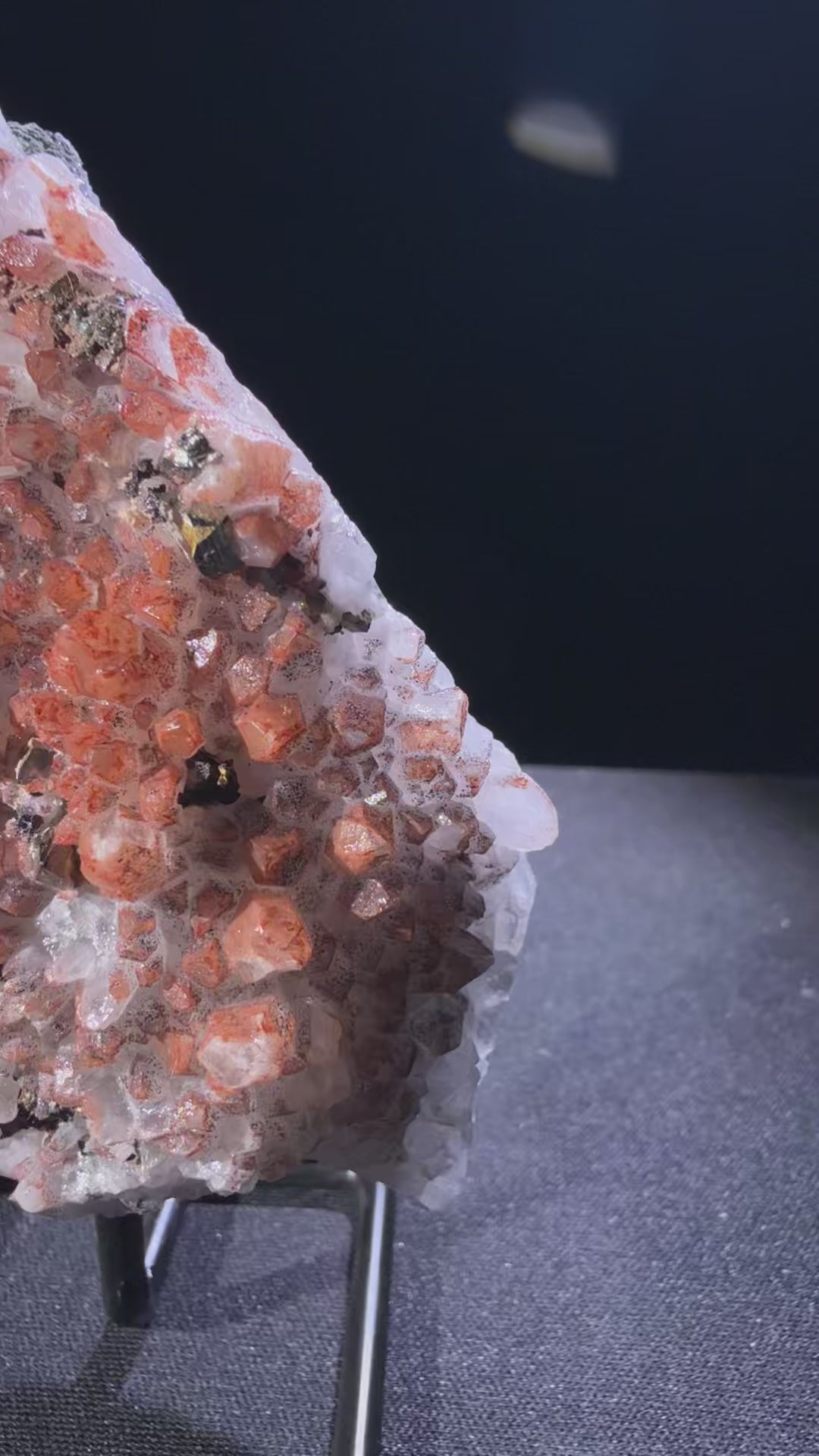 Hematite Quartz with Pyrite and Chalcopyrite specimen from huya, jiangxi — red to reddish-brown, vitreous to metallic luster, transparent to opaque (7.3×5×5.5 cm), 360° rotation video — HEM-0025
