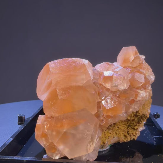 Calcite specimen from Daye, Hubei — orange, vitreous luster, translucent (5.2×6.8×4.1 cm), 360° rotation video — CAL-0039