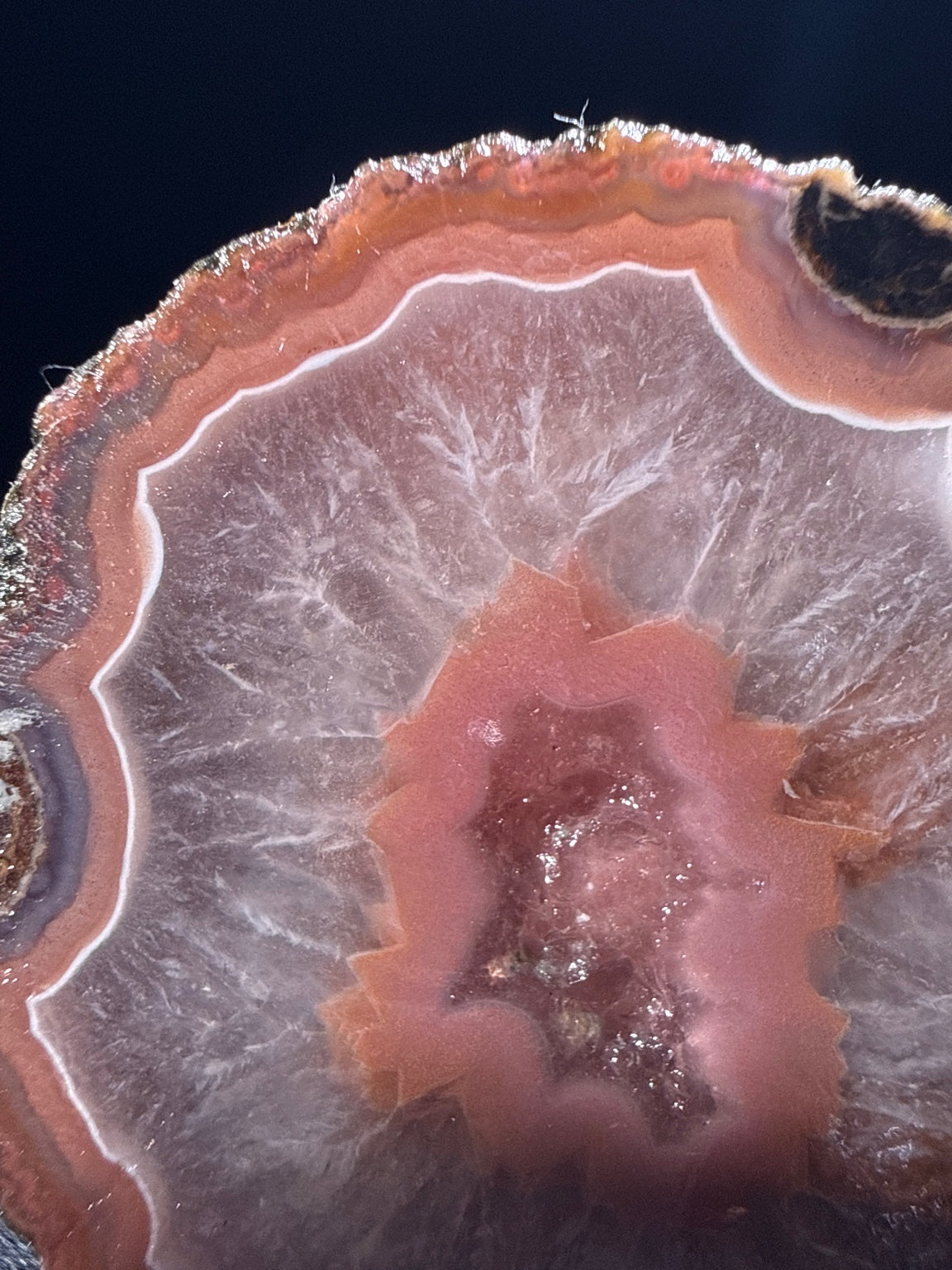 Zhanguo Agate specimen from Xuanhua, Zhangjiakou — rose pink and white banded agate, waxy vitreous luster, translucent (4.6×4.4×4.0 cm), additional angle view — ZHA-0035
